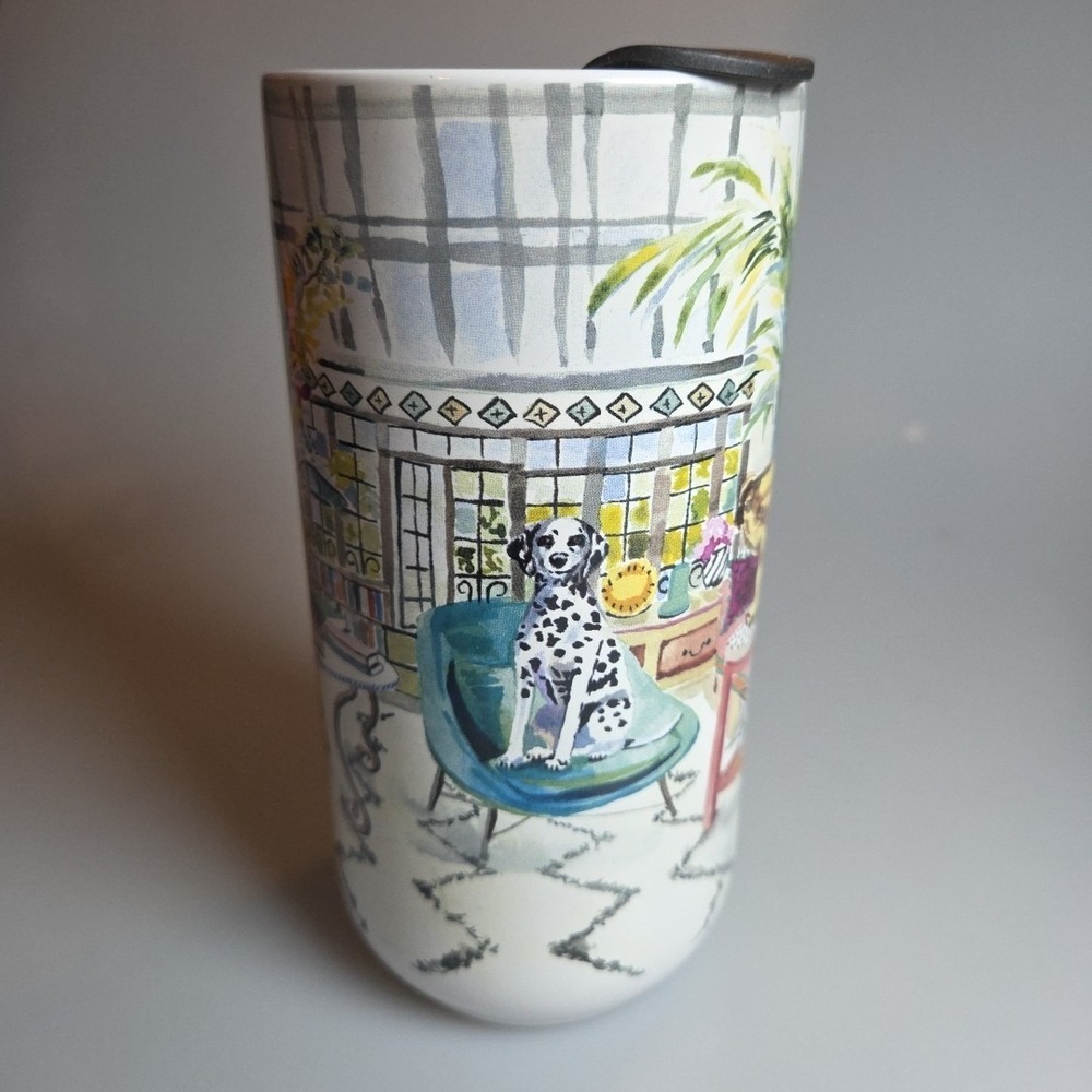 Punch Studio Pet Dog Ceramic Travel Mug 12‎ Oz 6.5'' H Decorator Frenchie 46878